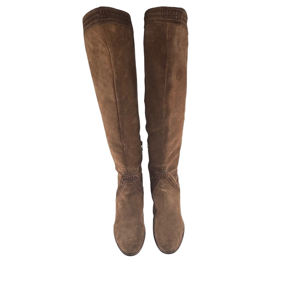 Vince Camuto Brown Suede Tall Riding Boots Sz 10 M Leather Equestrian Western - Picture 7 of 16